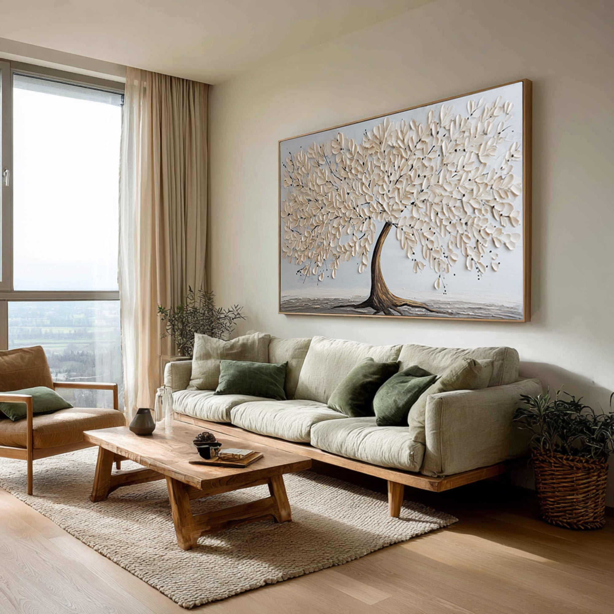 Textured Tree of Life Art - Neutral Abstract Painting #AG 064