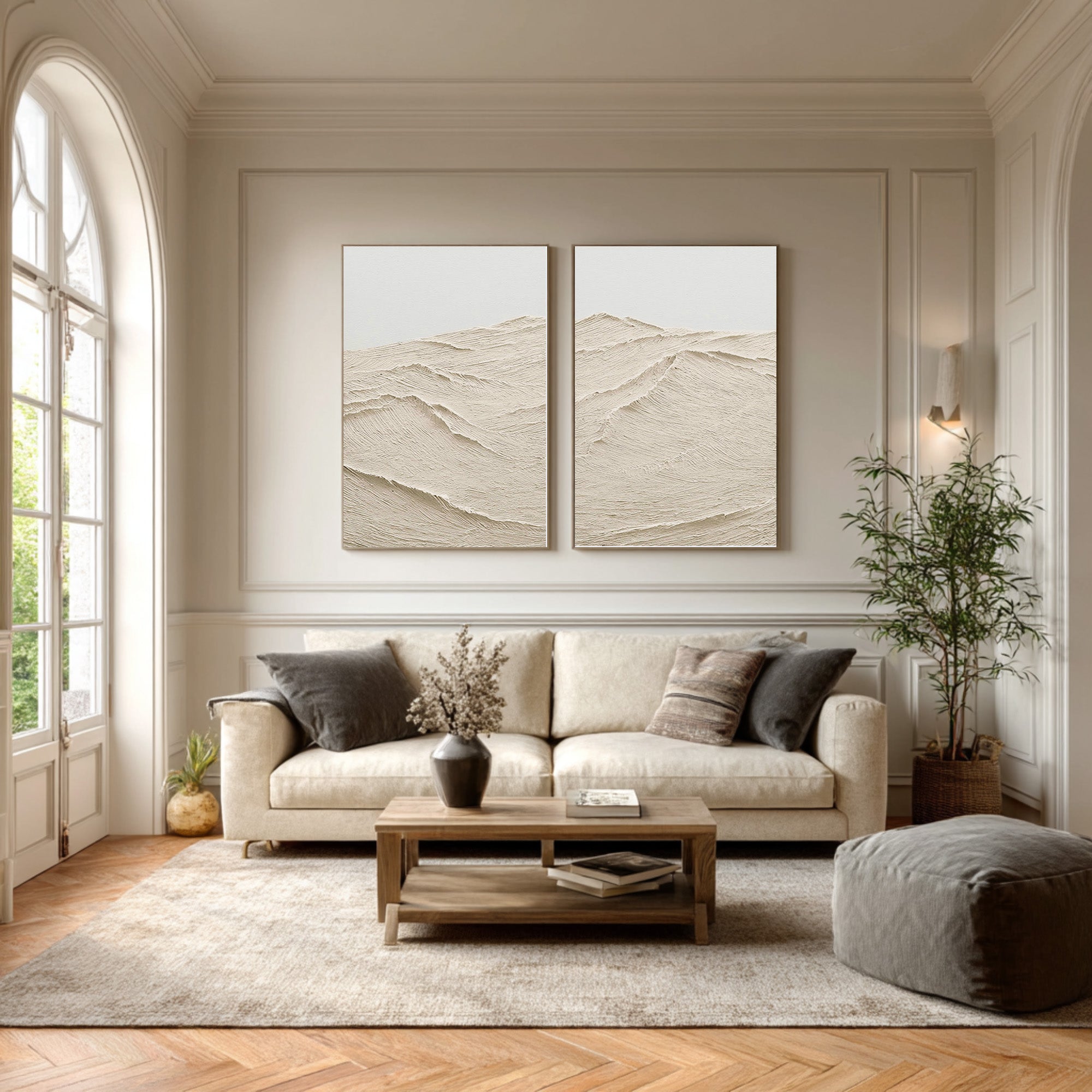 Minimalist Beige Landscape Canvas Set Of 2 #AG 075