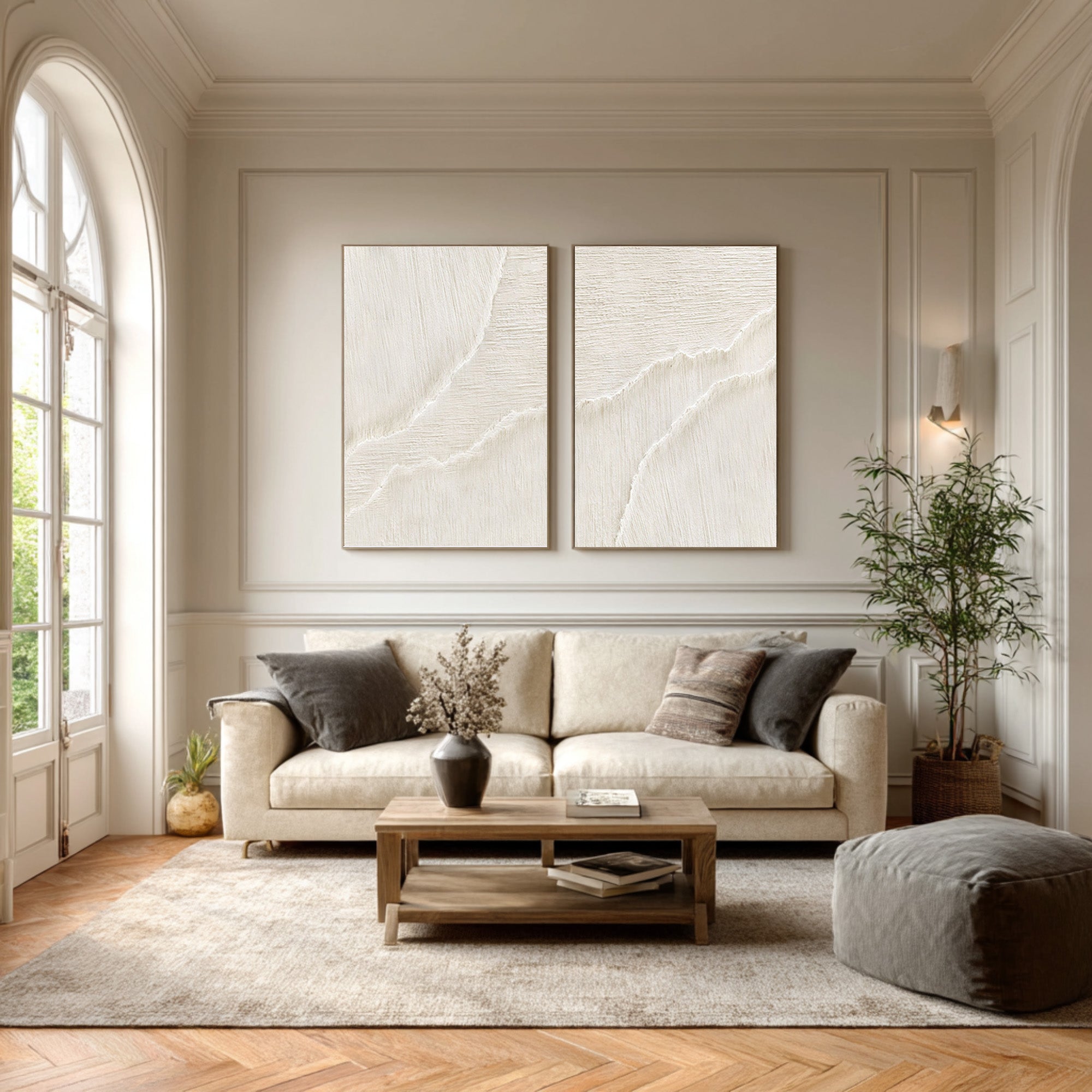 Diptych Textured Abstract Art - Modern Living Room Decor Set Of 2 #AG 073
