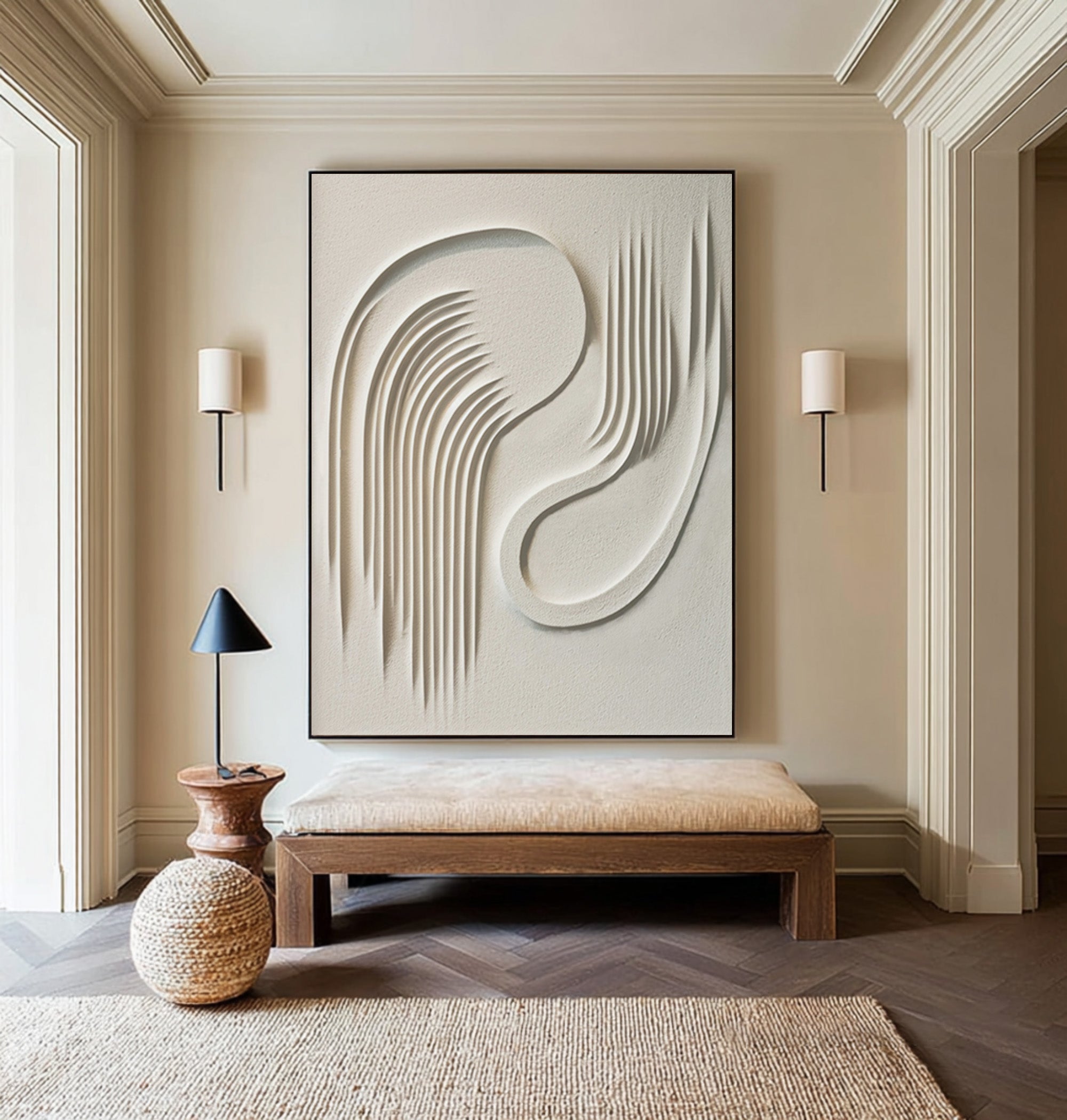 3D Textured Wall Art Abstract Flowing Lines Canvas #AG 095