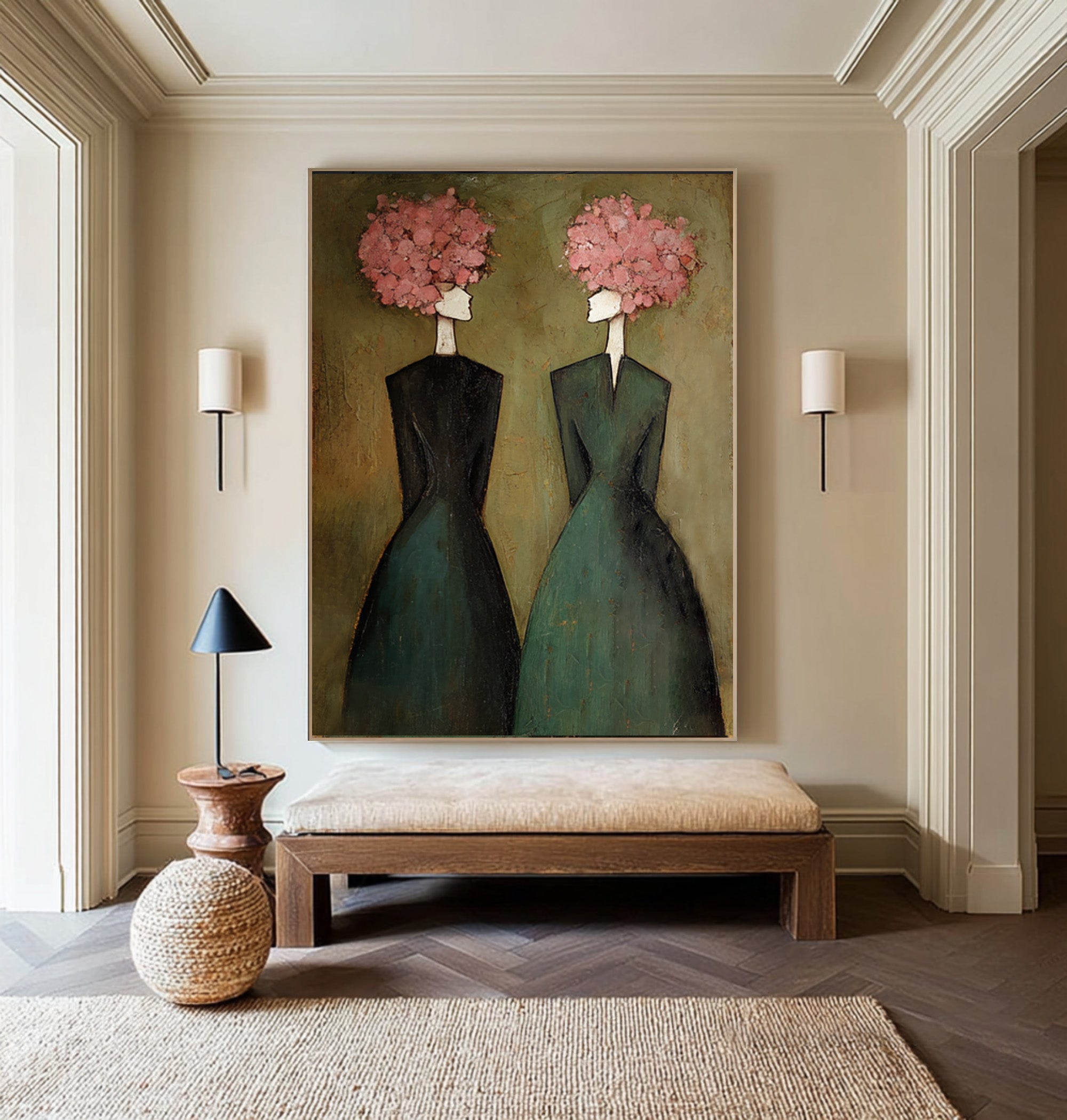 Abstract Women Oil Painting with Floral Hair #CZ 032