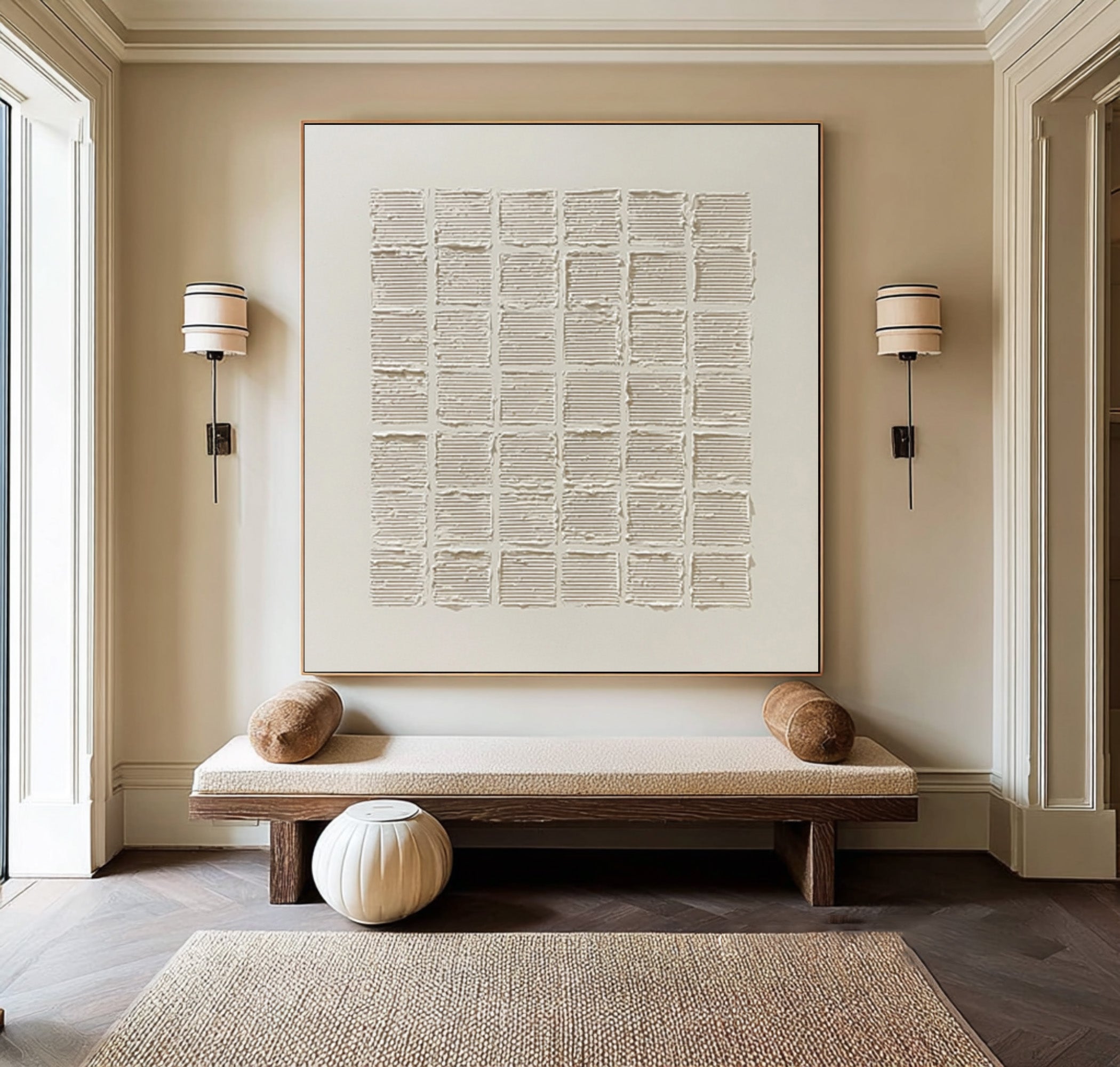 Textured Grid Abstract Art - Modern Minimalist Canvas #AG 060