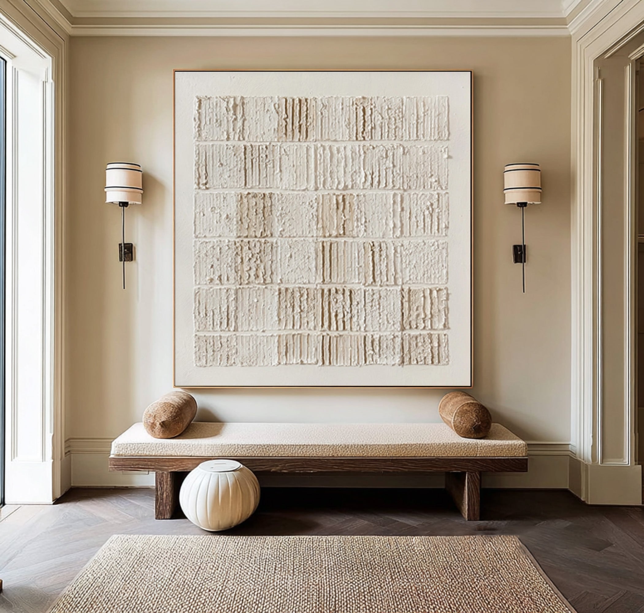 White Textured Abstract Art - Modern Minimal Decor #AG 057