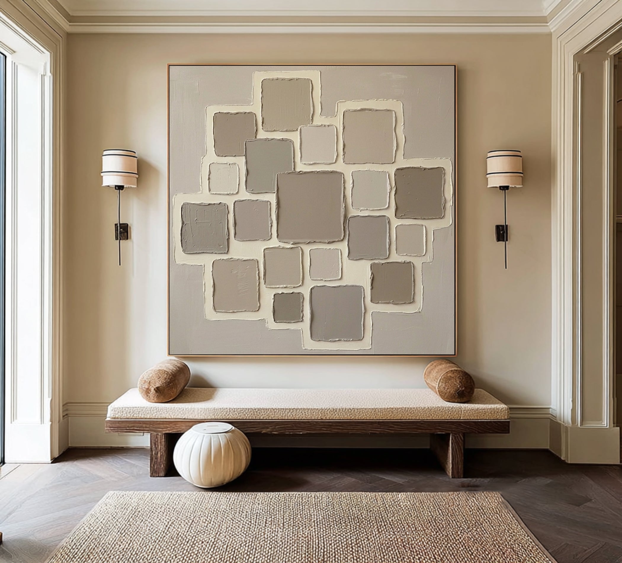 Large Neutral Relief Oil Painting #AVG 002
