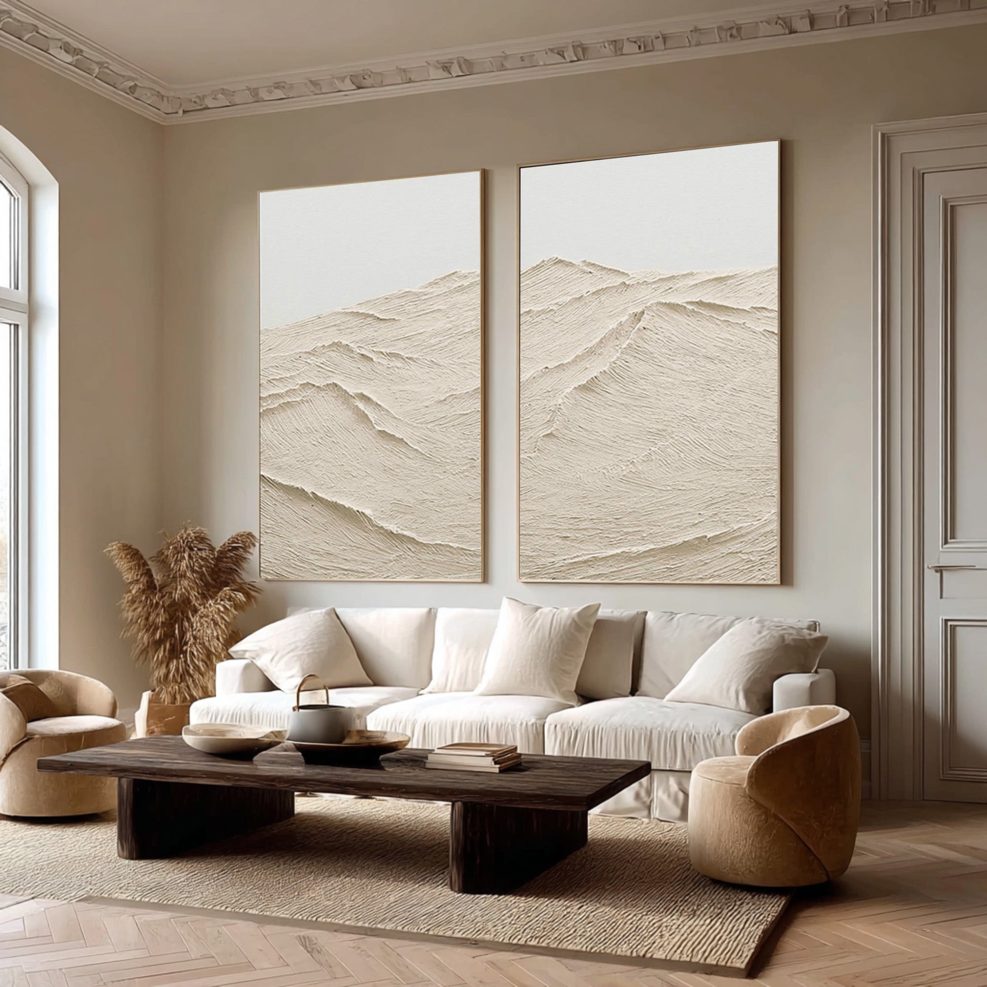 Minimalist Beige Landscape Canvas Set Of 2 #AG 075
