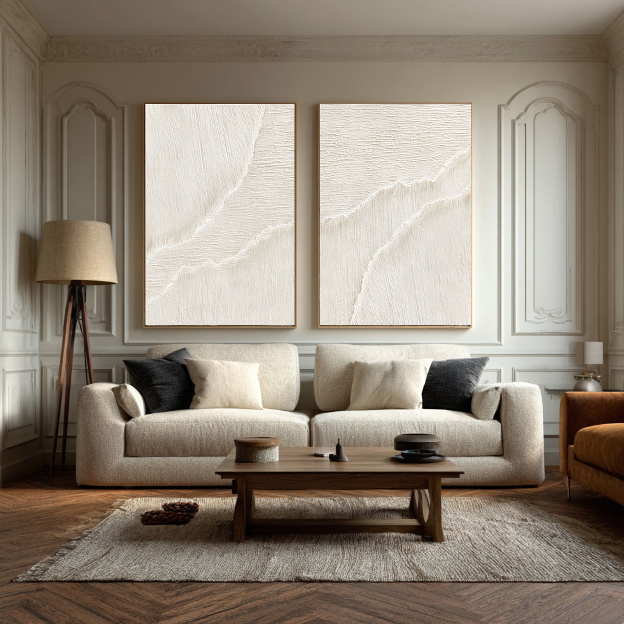 Diptych Textured Abstract Art - Modern Living Room Decor Set Of 2 #AG 073