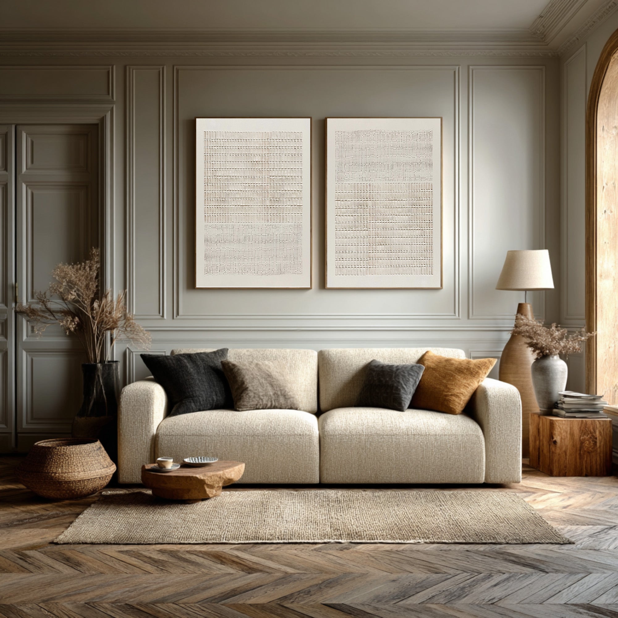 Textured Minimal Abstract Wall Art Set of 2 #CZ 037