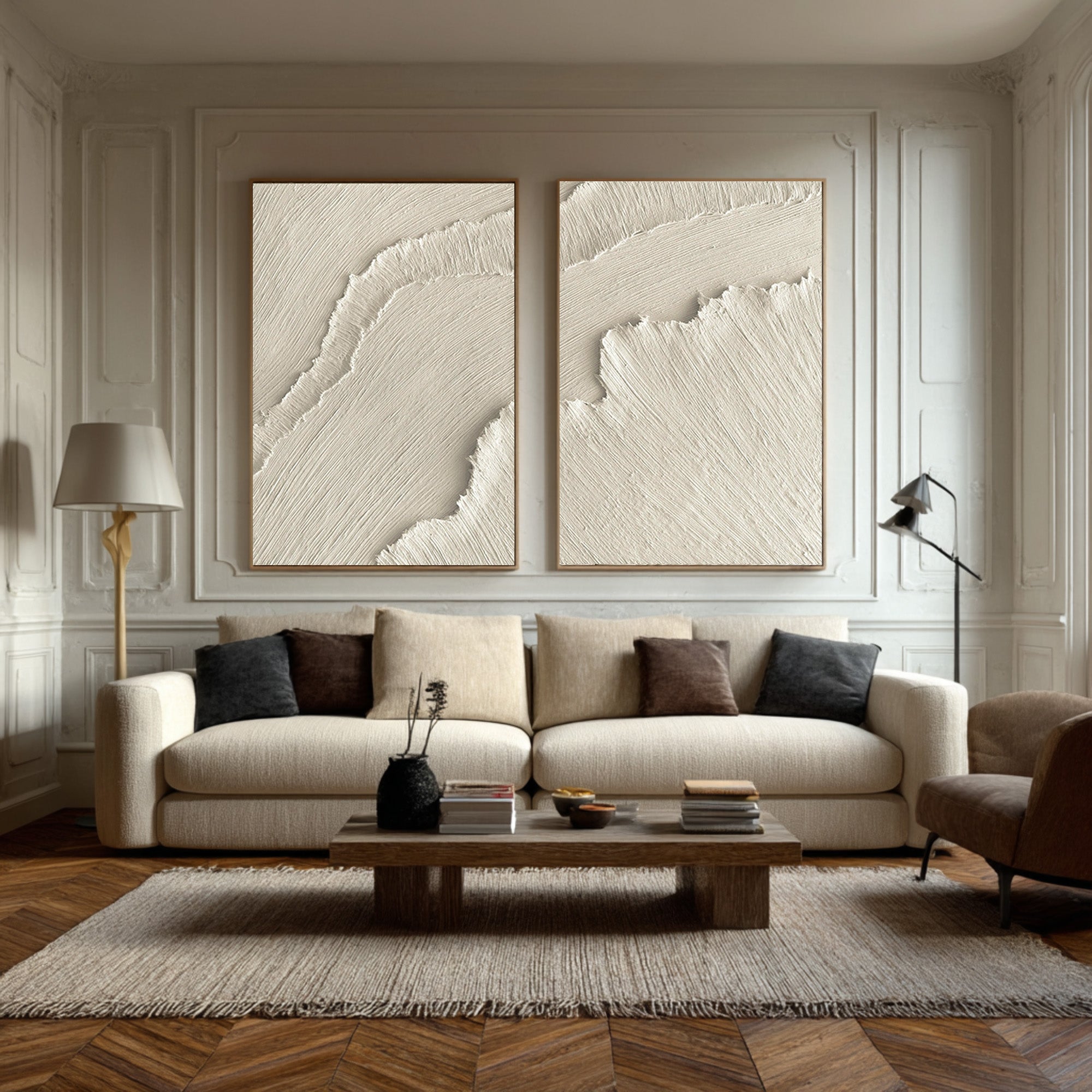 Rustic Industrial Style Abstract Painting Set Of 2 #AG 076