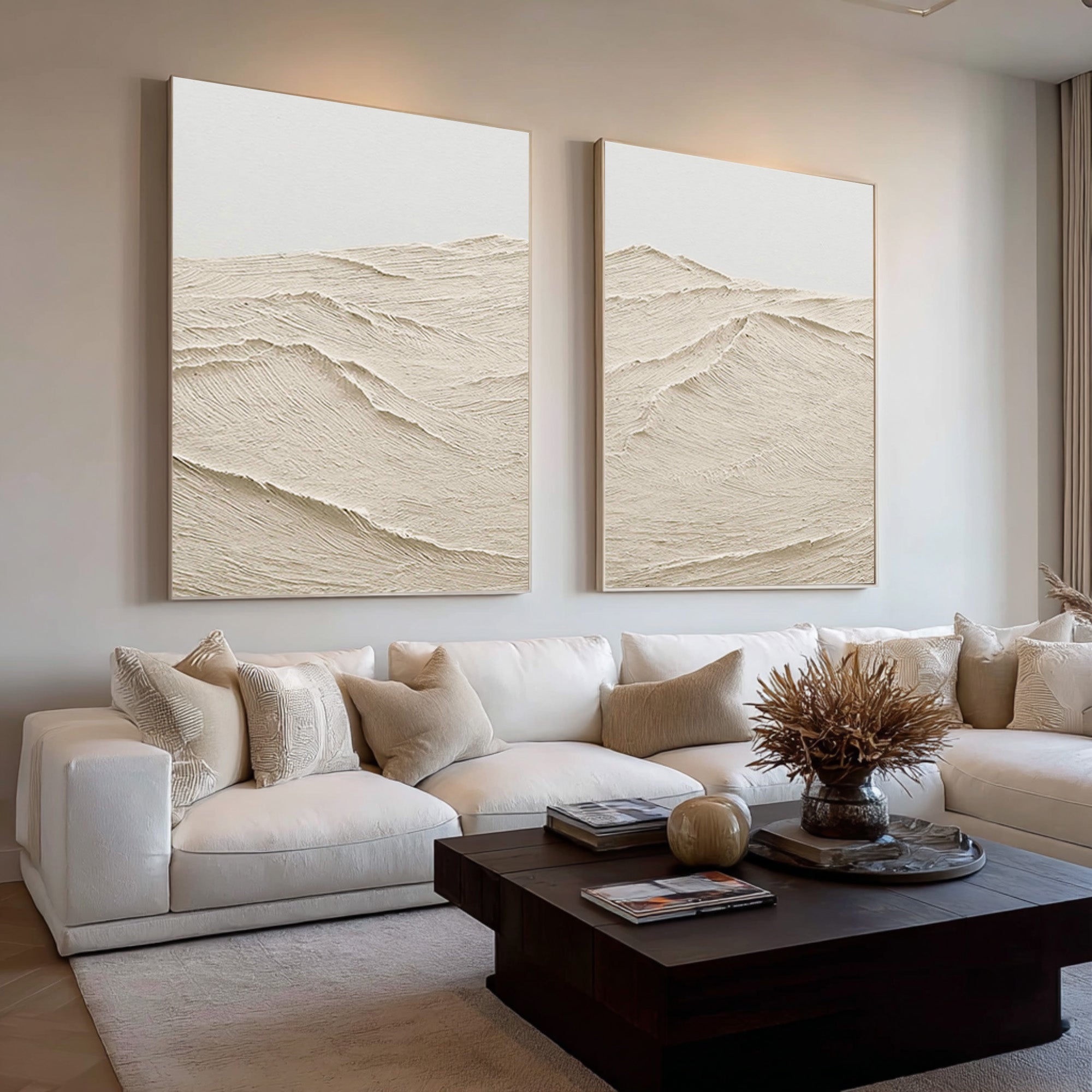 Minimalist Beige Landscape Canvas Set Of 2 #AG 075