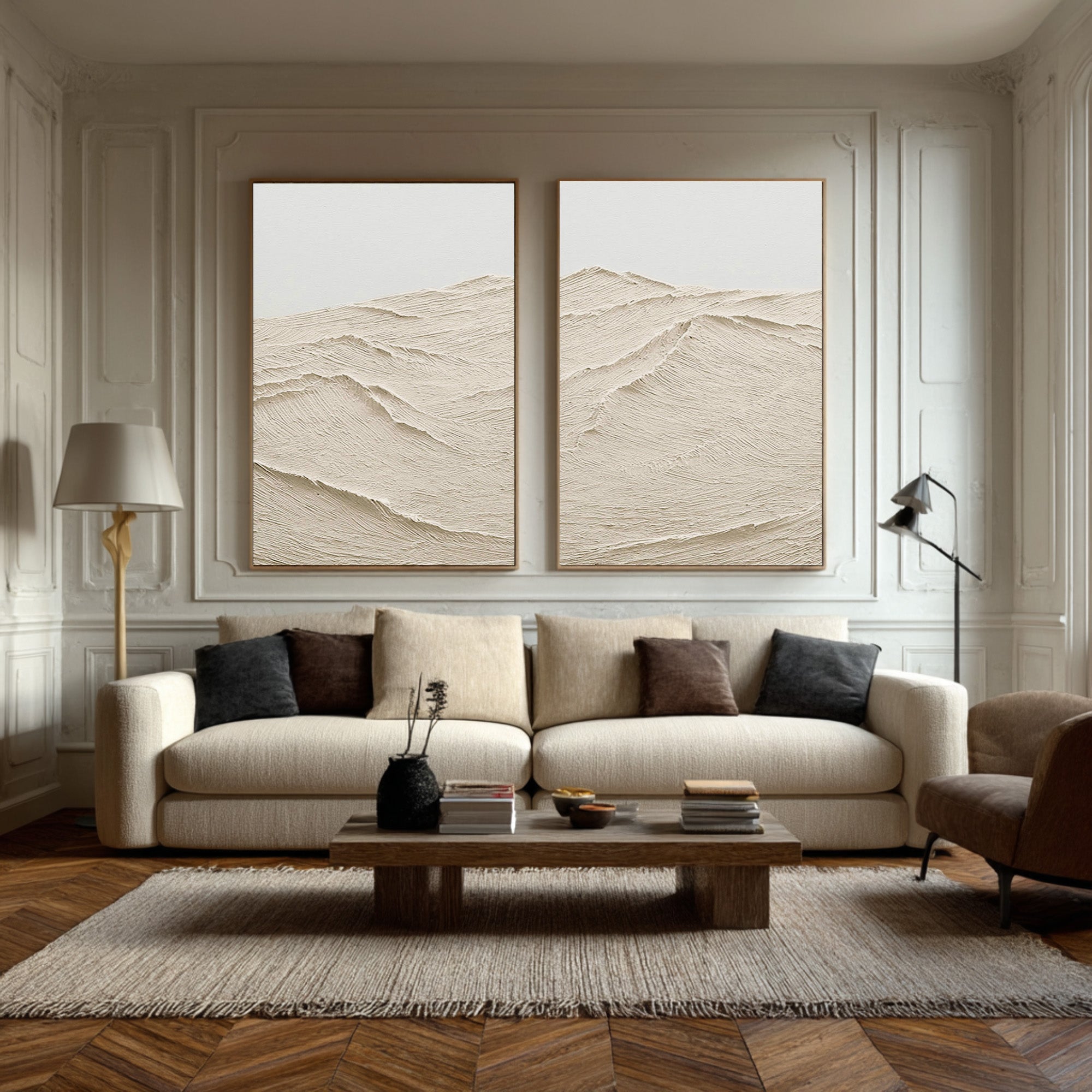 Minimalist Beige Landscape Canvas Set Of 2 #AG 075