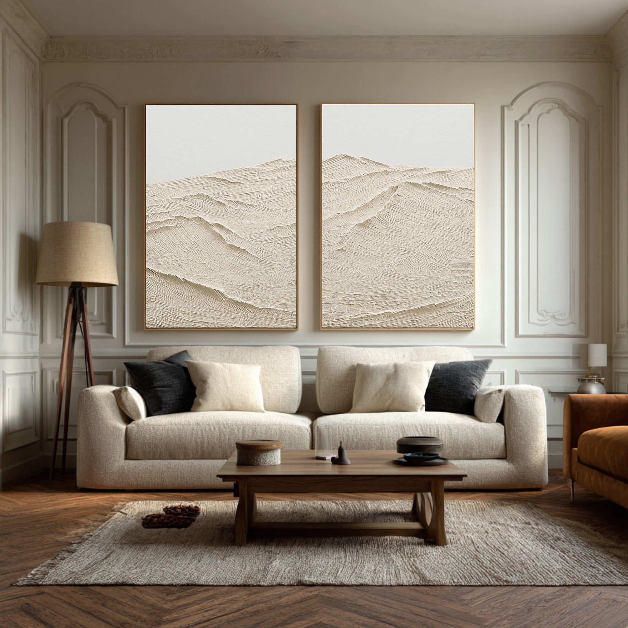 Minimalist Beige Landscape Canvas Set Of 2 #AG 075