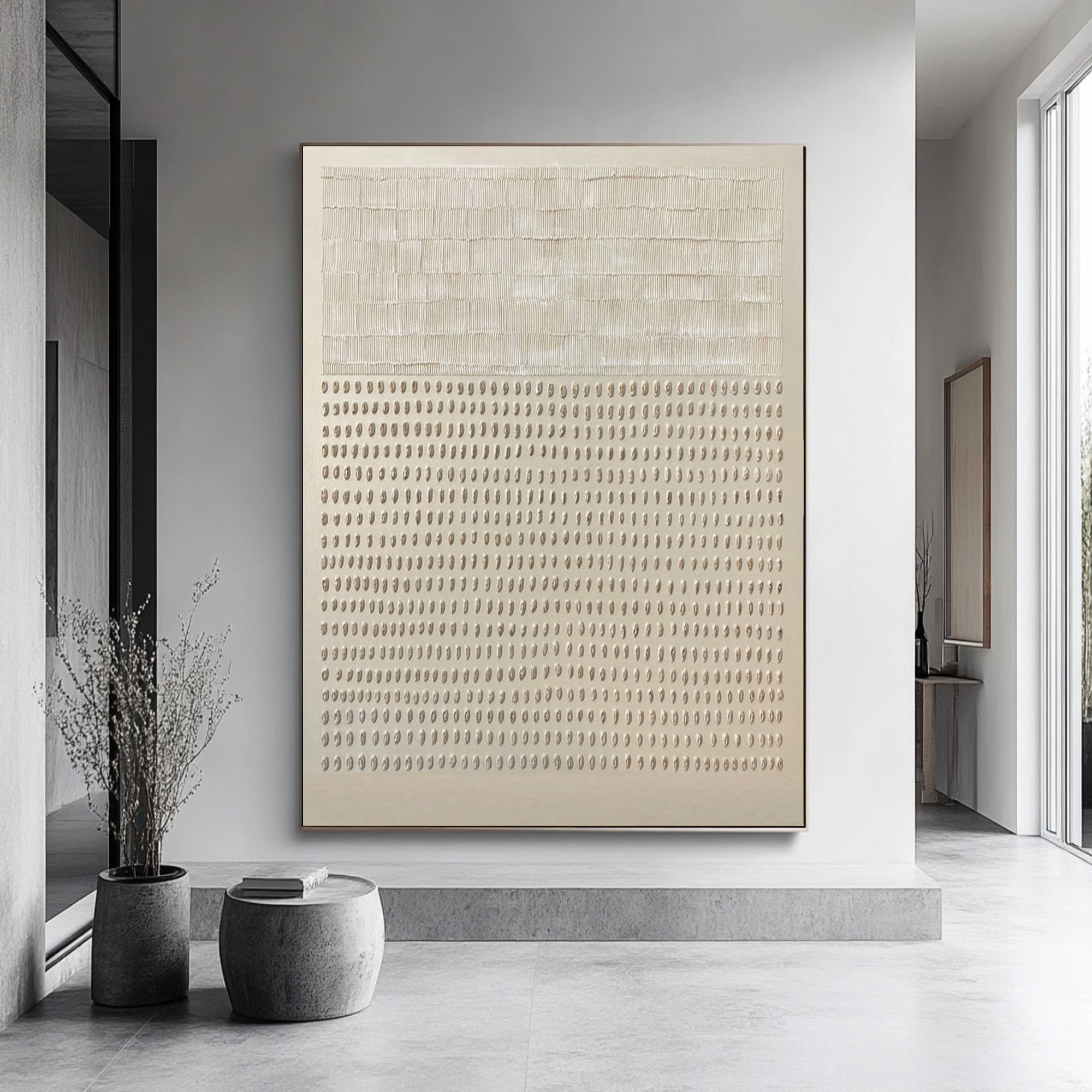 Contemporary White Neutral Wall Art Modern Decor #AG 047
