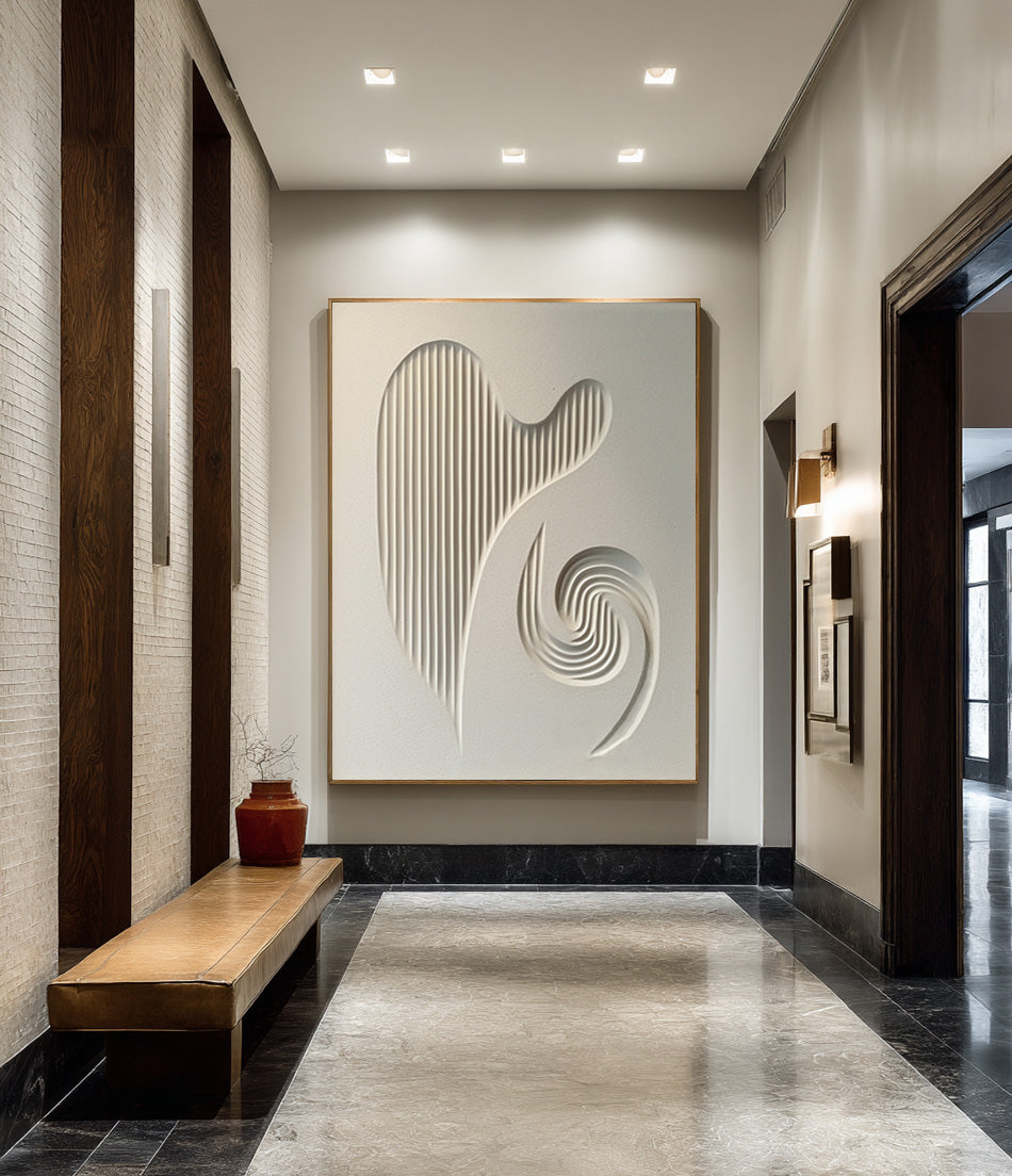 Modern White Relief Abstract Art Minimalist 3D Artwork #AG 081