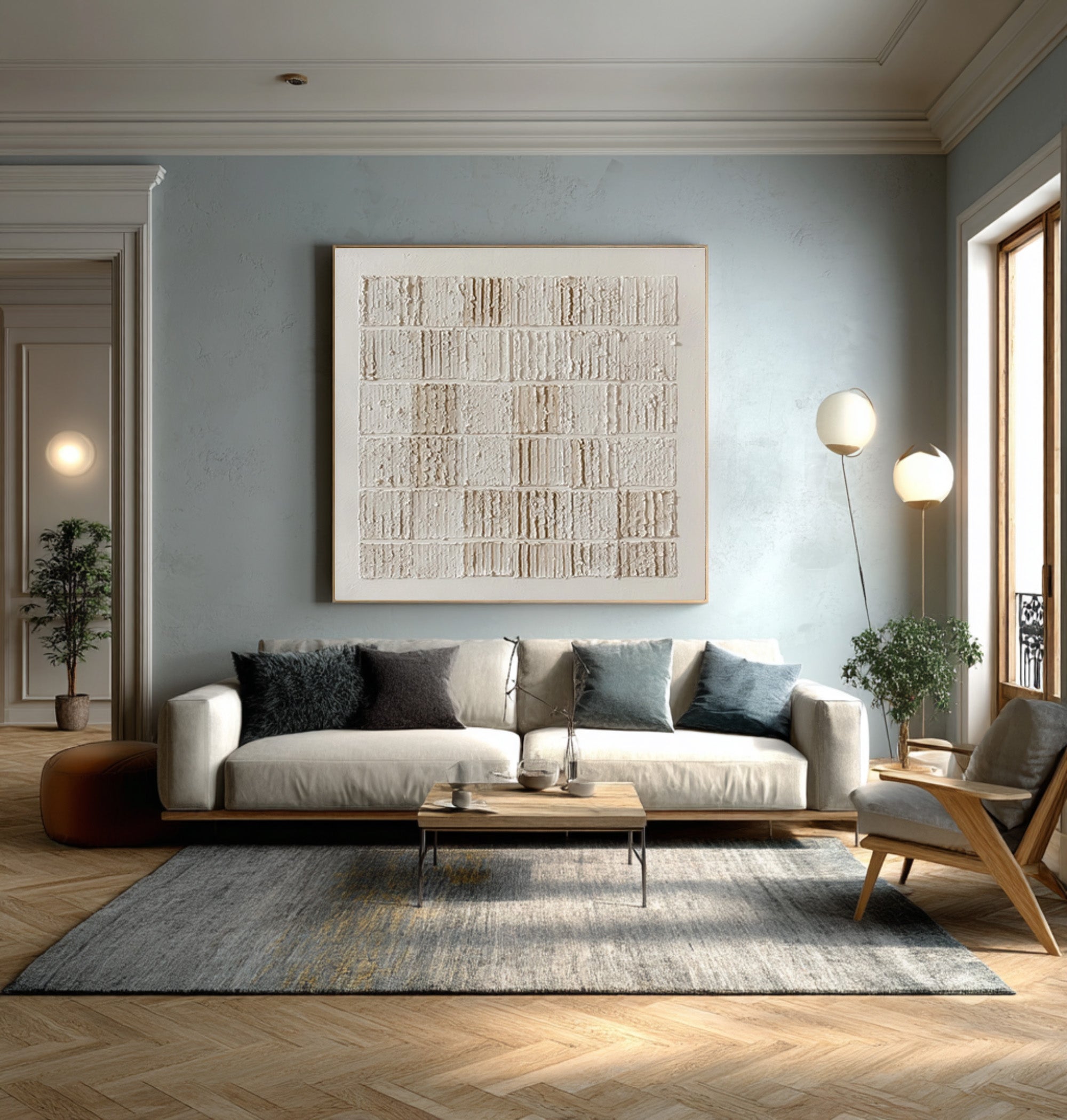 White Textured Abstract Art - Modern Minimal Decor #AG 057