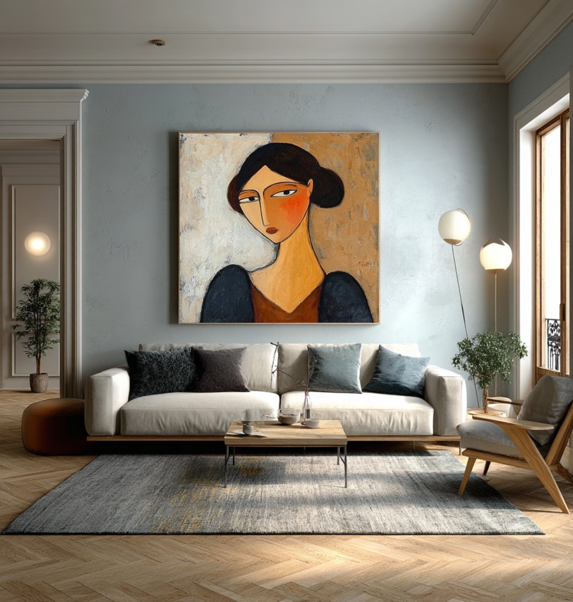 Expressive Abstract Portrait Modern Wall Art  #AG 089