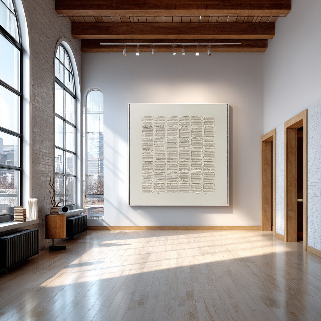 Textured Grid Abstract Art - Modern Minimalist Canvas #AG 060