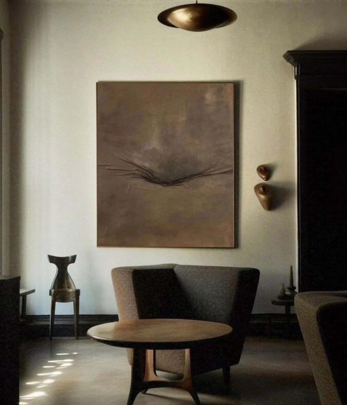 Wabi-Sabi Minimalist Brown Abstract Art for Home Decor #AP 096