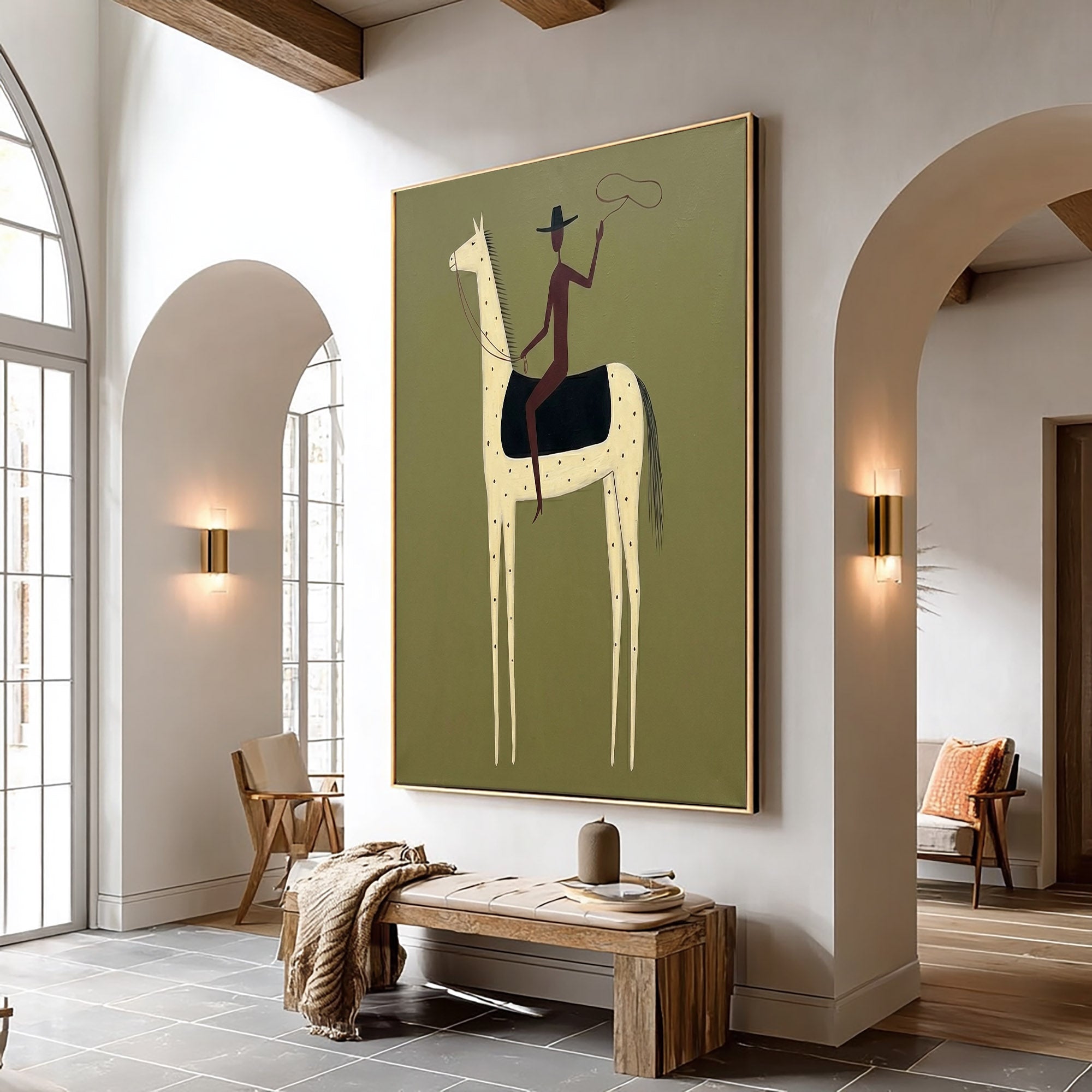 Large Cowboy Horse Wall Art Modern Western Contemporary Canvas Painting
