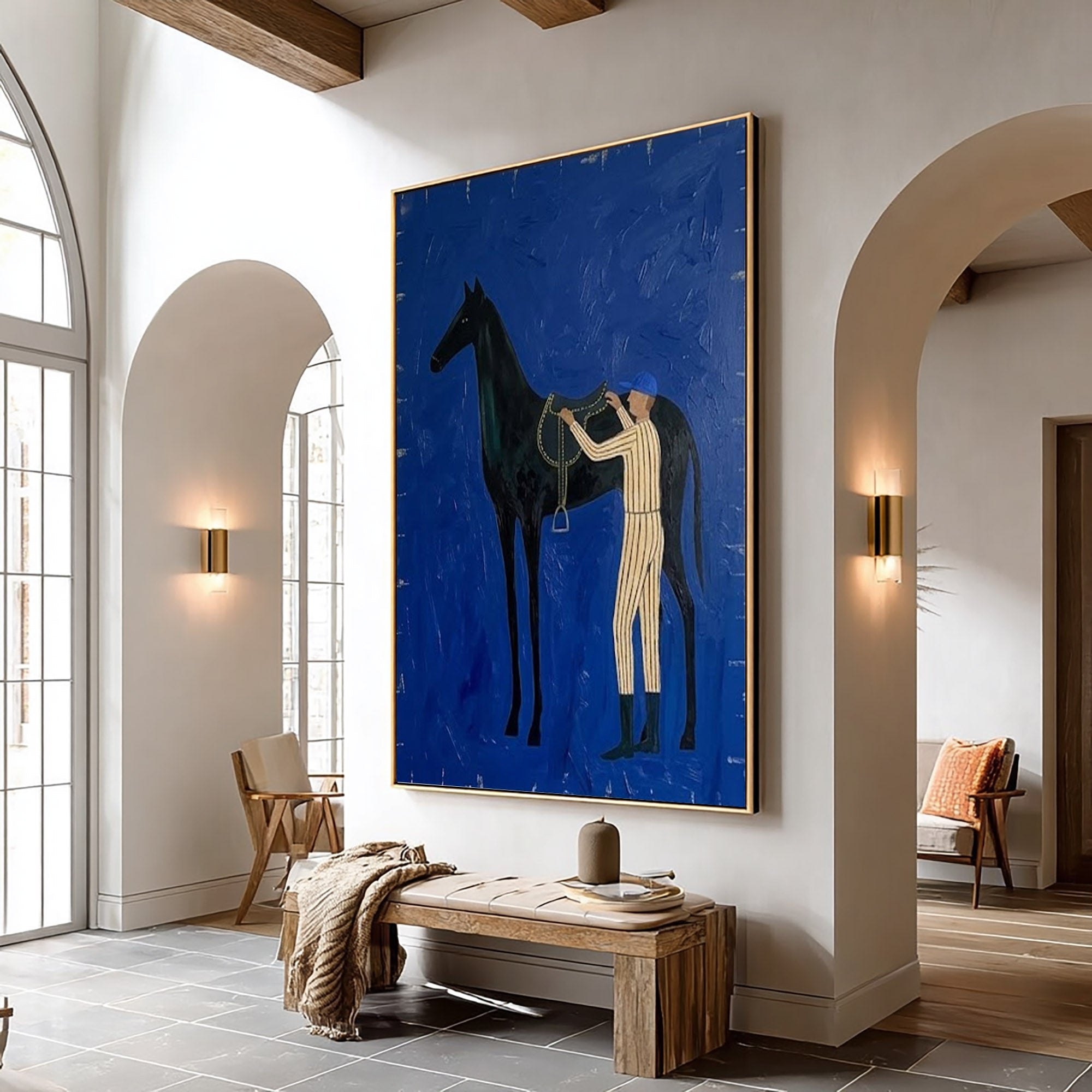 Large Cowboy Horse Wall Art Modern Western Horse Painting Artwork