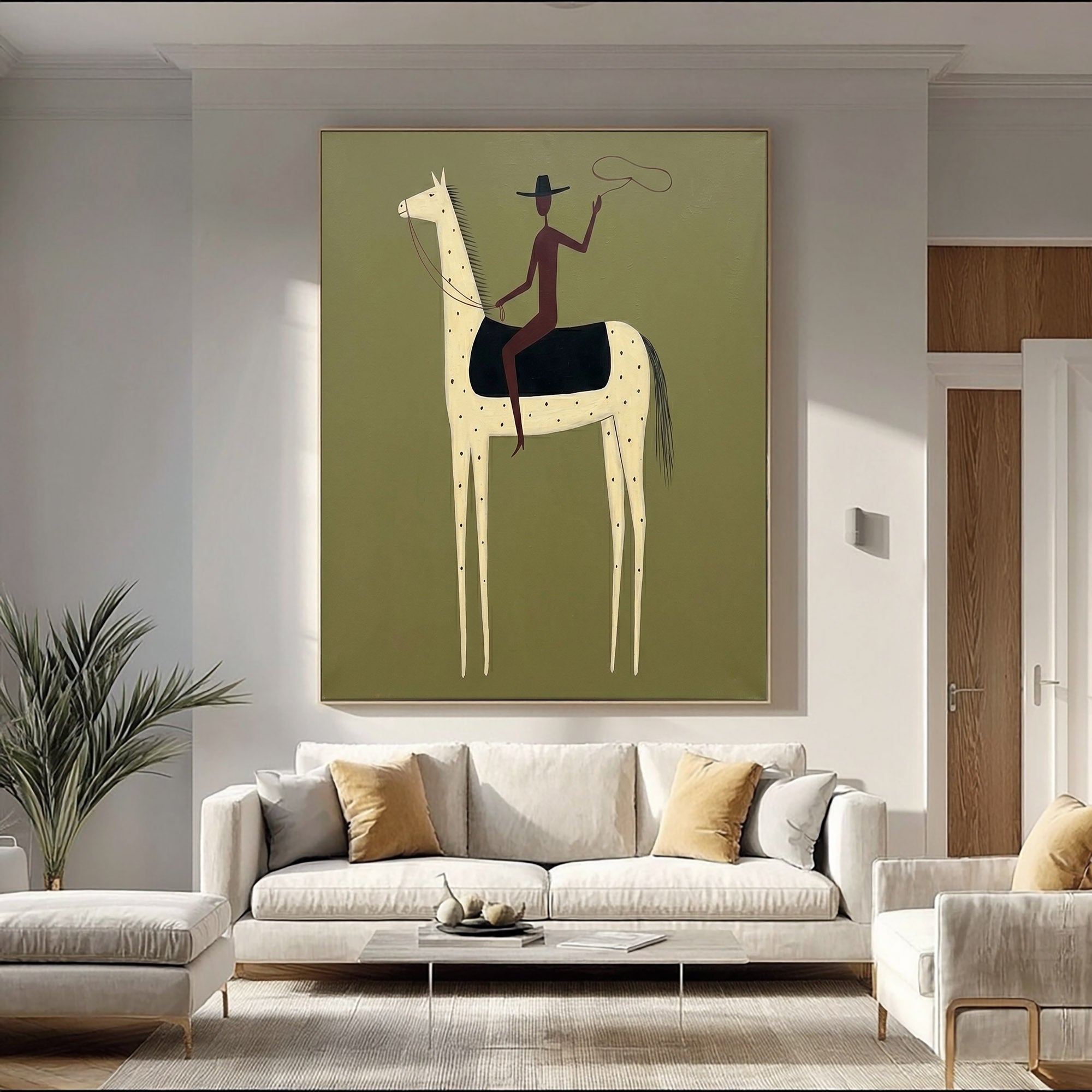 Large Cowboy Horse Wall Art Modern Western Contemporary Canvas Painting