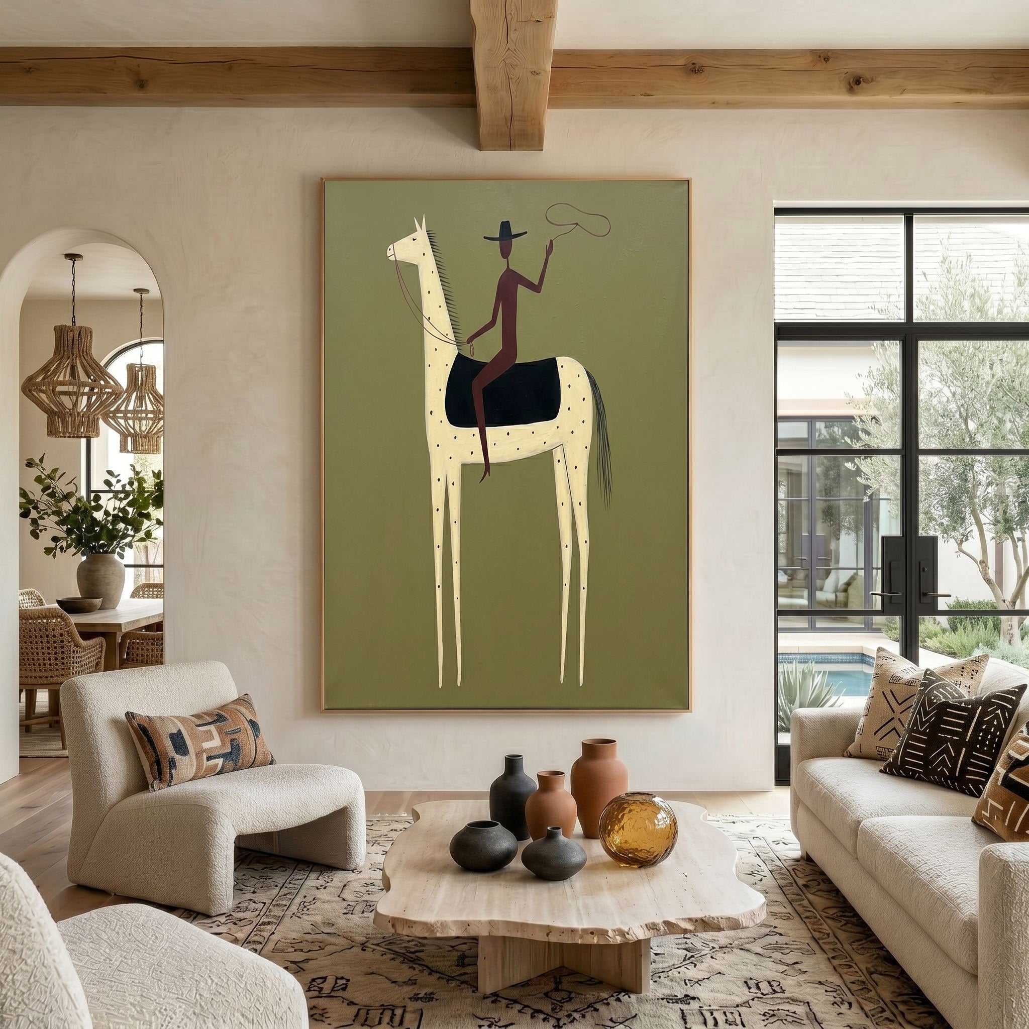 Large Cowboy Horse Wall Art Modern Western Contemporary Canvas Painting